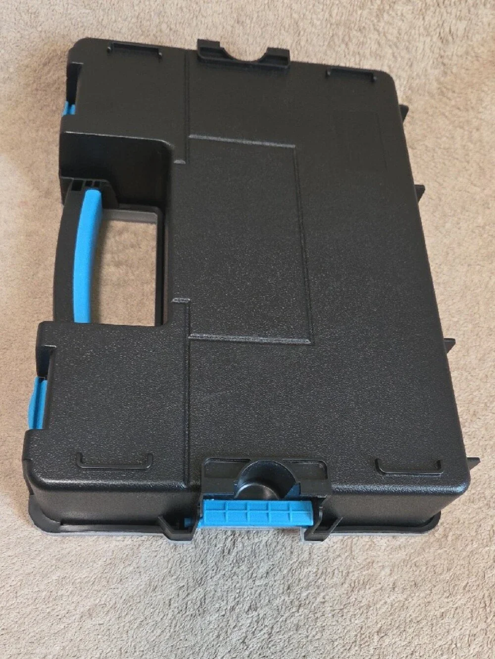 Clear Plastic Compartment Organizer Case with Blue Accents